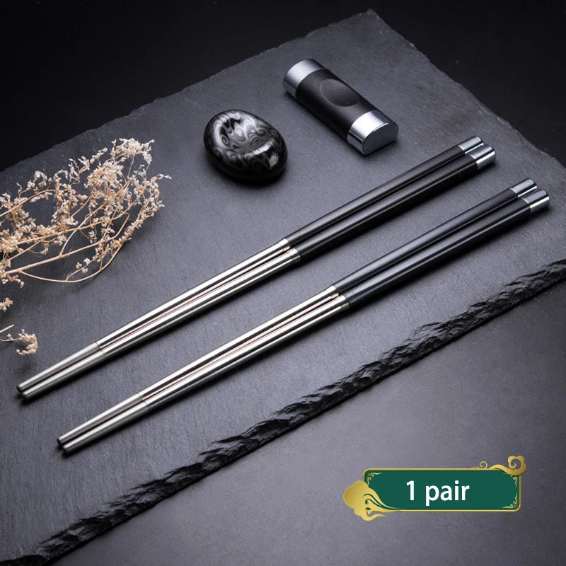 1 Pair Stainless Steel Chopsticks Japanese Wand Metal Food Sticks Korean Sushi Noodles Chopsticks Reusable Food Stick