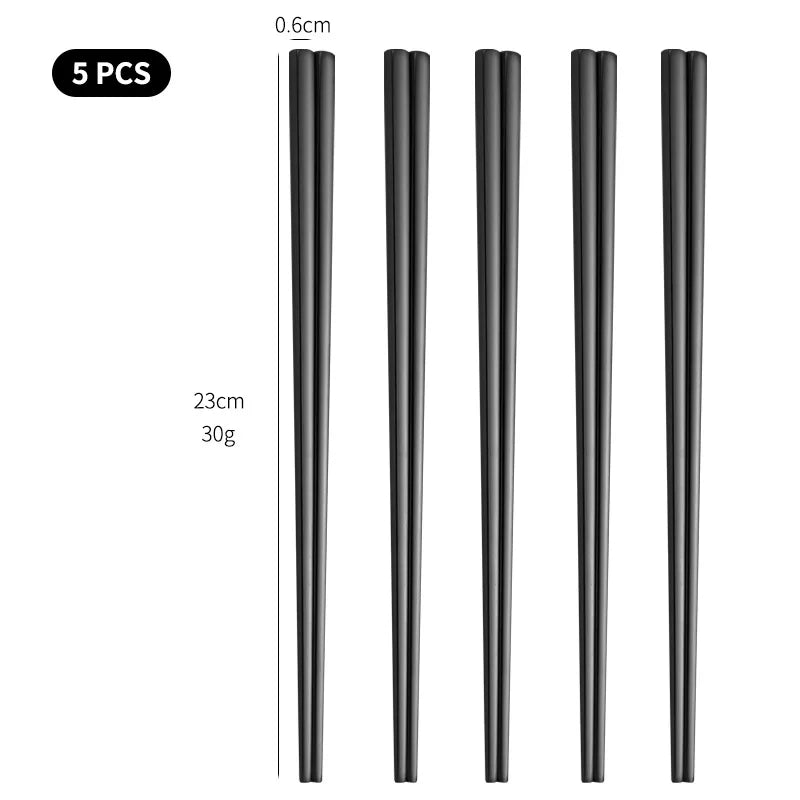 5 Pairs Metal Chopsticks, Reusable Chopsticks Dishwasher Safe, Stainless Steel Chopstick for Japanese Chinese Korean, Dinner Set