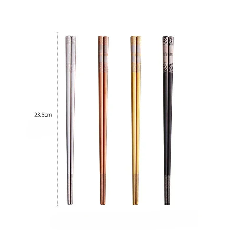 5 or 2 Pairs/304 Stainless Steel Chopsticks Reusable Non Slip Chopsticks Dishwasher safe for Food Sushi Sticks Kitchen Tableware