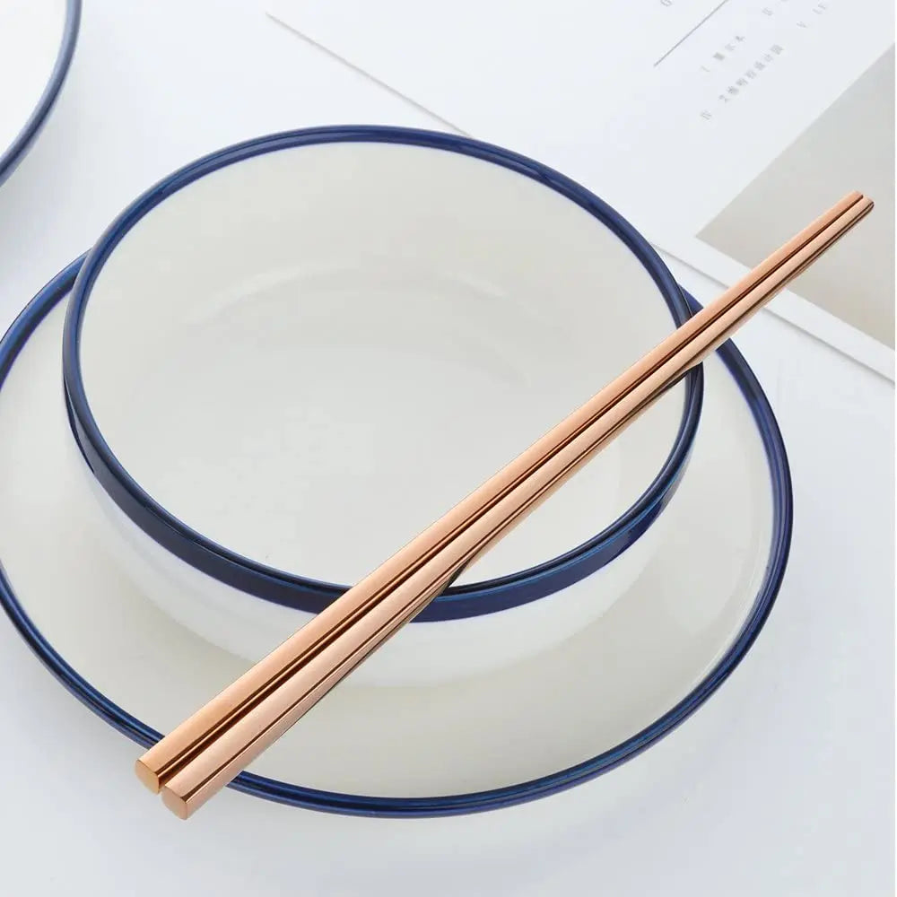 5 Pairs Metal Chopsticks, Reusable Chopsticks Dishwasher Safe, Stainless Steel Chopstick for Japanese Chinese Korean, Dinner Set