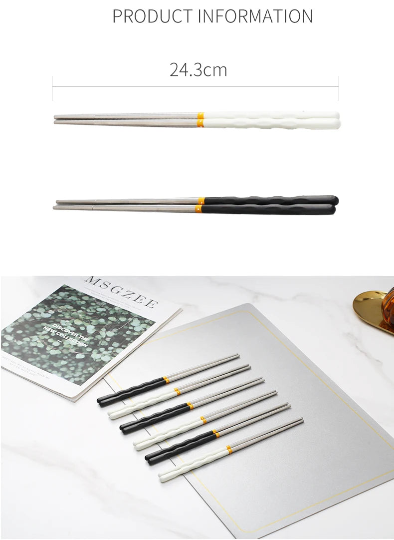 1 Pair Stainless Steel Chopsticks Japanese Wand Metal Food Sticks Korean Sushi Noodles Chopsticks Reusable Food Stick