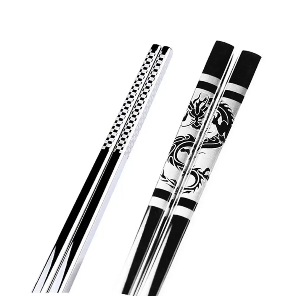 304 Stainless Steel Dragon Fish Chopsticks Long Non-Slip Alloy Sushi Chop Sticks Set Gifts Tableware