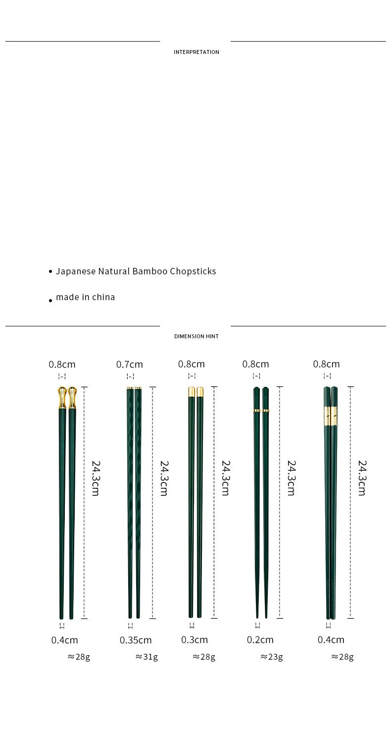 5 Pairs High Quality Japanese Non-Slip Chopsticks Korean Home Hotel Restaurant Portable Healthy Food Stick For Sushi Chopsticks