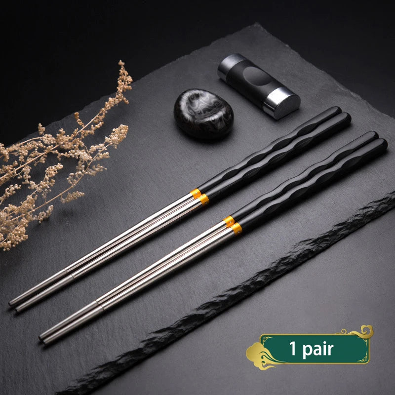 1 Pair Stainless Steel Chopsticks Japanese Wand Metal Food Sticks Korean Sushi Noodles Chopsticks Reusable Food Stick