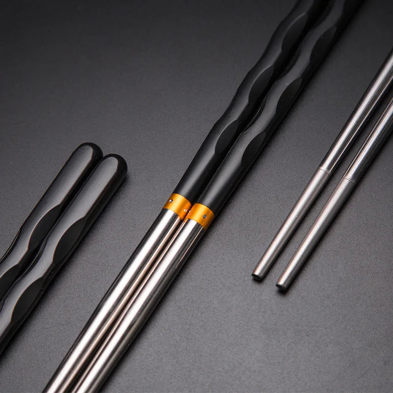 1 Pair Stainless Steel Chopsticks Japanese Wand Metal Food Sticks Korean Sushi Noodles Chopsticks Reusable Food Stick