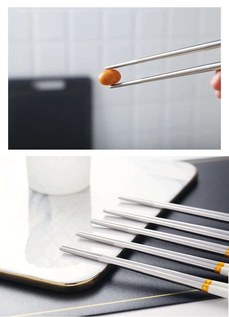 1 Pair Stainless Steel Chopsticks Japanese Wand Metal Food Sticks Korean Sushi Noodles Chopsticks Reusable Food Stick