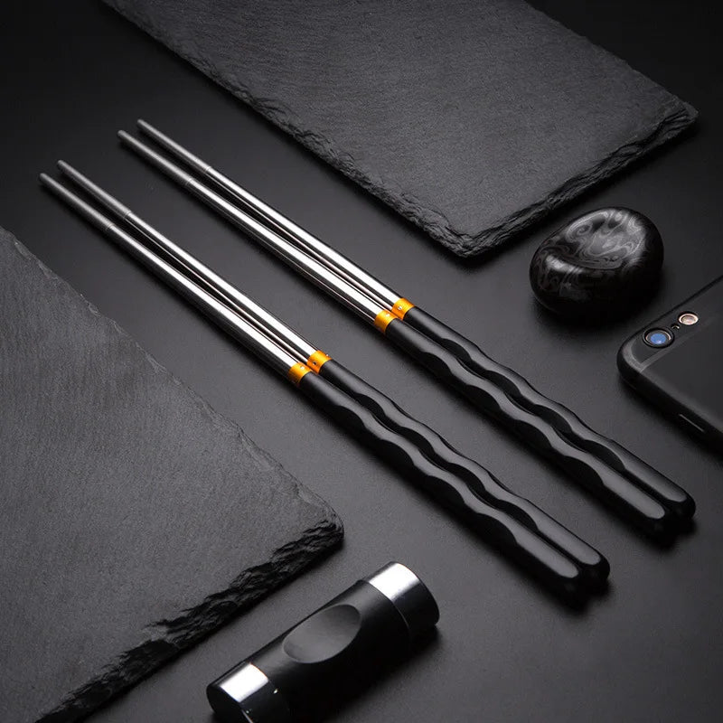 1 Pair Stainless Steel Chopsticks Japanese Wand Metal Food Sticks Korean Sushi Noodles Chopsticks Reusable Food Stick