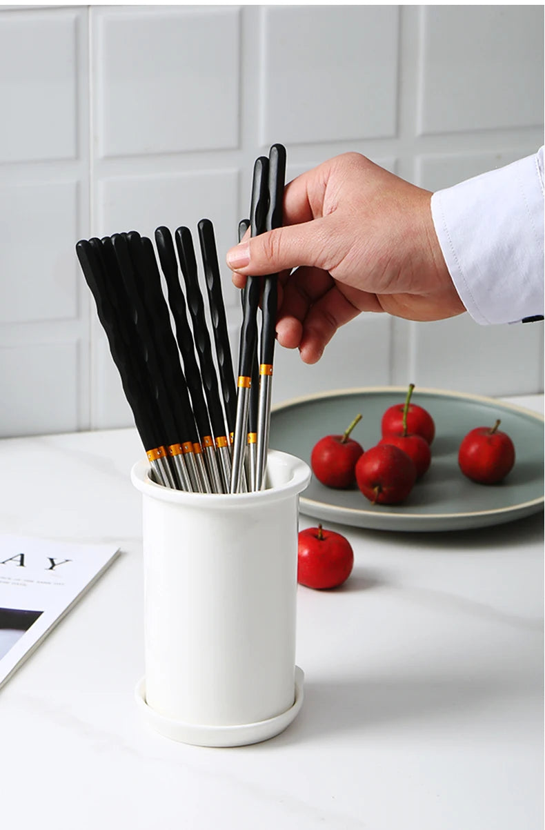 1 Pair Stainless Steel Chopsticks Japanese Wand Metal Food Sticks Korean Sushi Noodles Chopsticks Reusable Food Stick