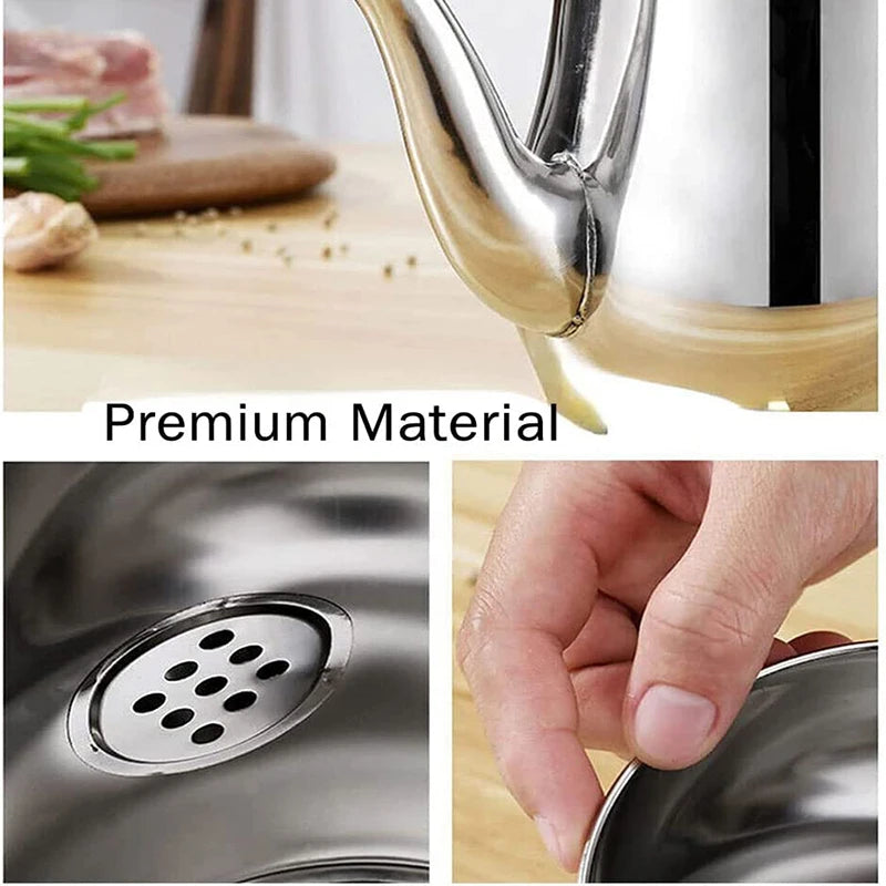 Cooking Oil Filter Pot Container Oil Separator Bottle Stainless Steel Storage Pot Oil Tank With Filter Mesh Kitchen Household