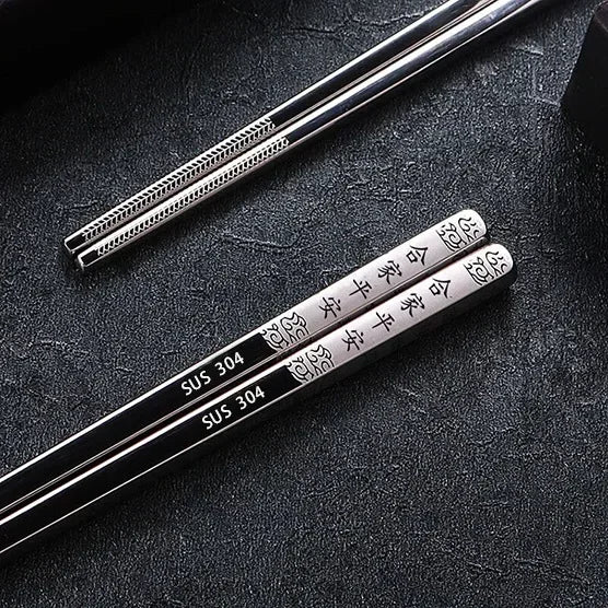 304 Stainless Steel Dragon Fish Chopsticks Long Non-Slip Alloy Sushi Chop Sticks Set Gifts Tableware