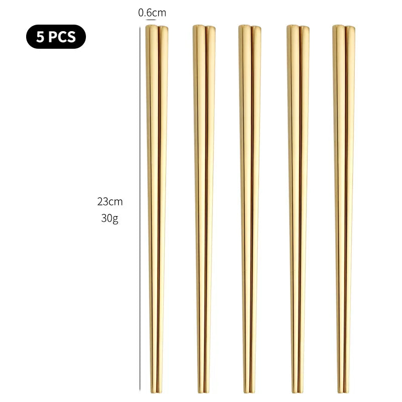 5 Pairs Metal Chopsticks, Reusable Chopsticks Dishwasher Safe, Stainless Steel Chopstick for Japanese Chinese Korean, Dinner Set