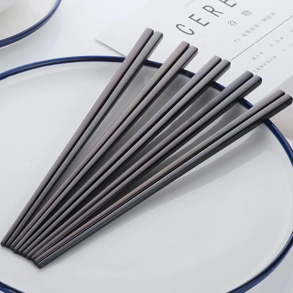 5 Pairs Metal Chopsticks, Reusable Chopsticks Dishwasher Safe, Stainless Steel Chopstick for Japanese Chinese Korean, Dinner Set